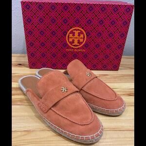 Tory Burch Seaside Mule Espadrille / Natural Suede Orange